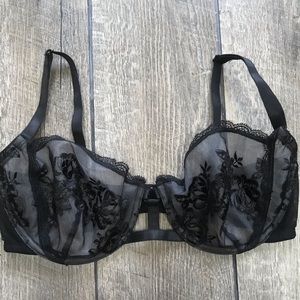 Sexy Unlined Black Lace Bra 36D Like New